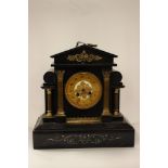 Black slate mantle clock