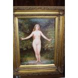 20th Century School, study of a female nude, oil on board,