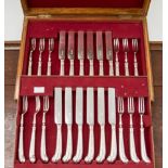 Canteen of silver, pistol handled fruit knives and forks, hallmarked Sheffield 1905,