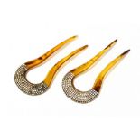 Tortoiseshell hair combs with crystal decoration,