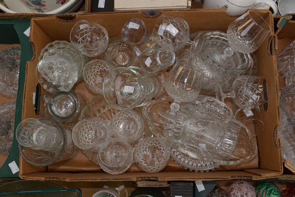 A collection of cut and pressed glass