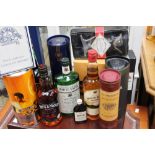 Collection of alcohol including White Satin gin, Whisky etc.