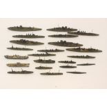A collection of sixteen model lead battle ships