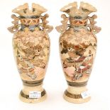 A pair of Satsuma vases, Meiji period a/f,