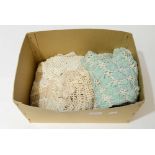 One box of vintage textiles; together with one box containing two fur collars,