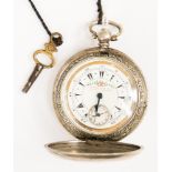 A silver full hunter pocket watch by K.