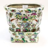 Chinese famille rose pattern jardiniere and stand,