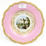 A Flight Barr & Barr Worcester Plate with a painted Scene “View on The river Near Oxford”,