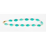 An Amazonite and Freshwater Pearl single strand necklace,