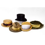 A collection of five hats including, a S.