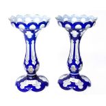 Pair of Bohemian overlay glass lustre vases