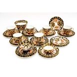 Royal Crown Derby pattern 2451 tea set, nine tea plates, six tea cups, octagonal shape,