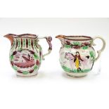 2 Staffordshire jugs with luster decoration