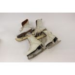 Two pairs of white leather ice skates (4)