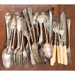 A group of Elkington Plate spoons, forks and knives,