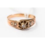 A rose metal ring probably 15ct,