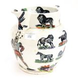 An early 19th Century water jug with animal pints,