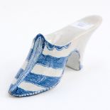 A mid 18th Century Blue decorated Delft Shoe, date mid 18th Century, size 21cm long,