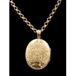 A gold locket on chain