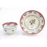 New Hall Tea Bowl & Saucer, pattern No. 173, date circa 1800, size Tea Bowl, 8.3cm diam, 5.