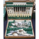Part canteen of cutlery and fish knives and forks (plated) (37 items) ten items of silver
