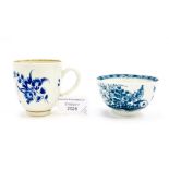 A Worcester Blue & White Tea Bowl & a Blue & White Coffee Cup, date Tea bowl 1770, Coffee cup 1780,