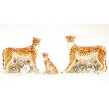 Royal Crown Derby paperweight of Cheetah, Cheetah Daddy and Cheetah Cub,