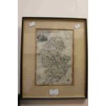 Local interest - two framed and glazed 19th Century maps, one Derbyshire,