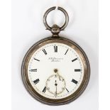 A J.W. Benson silver pocket watch, as found, 'The Ludgate Watch', hallmarked J.W.B.