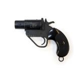 1 inch Bore Very Pistol serial number 143532. Military black finish. Black plastic grips.