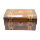 A Victorian walnut and parquetry inlay work box