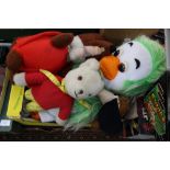A collection of nine soft toys/puppets to include Basil Brush, Sooty, Sue, Sweet, Orville,