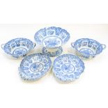 A 19th century Spode blue transfer part dessert service,