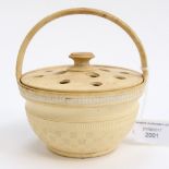 A Staffordshire Cane ware Posy Basket, date circa 1820, size 11cm diam,