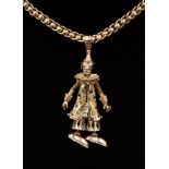 A 9ct articulated dancing clown pendant,