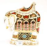 Royal Crown Derby large Elephant paperweight, decorated in Old Imari 1128 pattern,