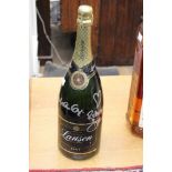 A 1 1/2L bottle of Lanson Champagne signed by Norwegian pop group 'A HA'