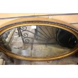 A large gold framed mirror plus two Victorian papier mache inlaid trays with minor damage (3)