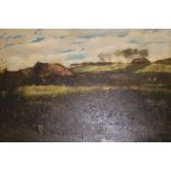 An unframed Victorian oil on canvas 'Skye Crofters' by Hamilton Maxwell 1887,