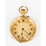 An 18k gold cased small fob watch,