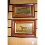 Two equestrian studies (hunting and saddled horse), oil paintings, one signed 'S.