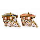 A pair of Royal Crown Derby paperweights- Goviers old imari caravan a colour way edition 127/450,