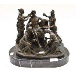 A bronze figure group the The Bath House Pompeii by A Mercer