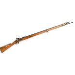 Prussian M1839 Muzzle loading percussion cap rifle in .72 cal. Maker marked and dated Potsdam 1856.