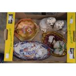 Royal Winton painted dishes, Staffs dogs, Gainsborough plaque,