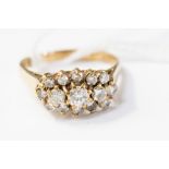 A diamond cluster ring set in 9ct yellow gold, with a total gross weight of approx 3.