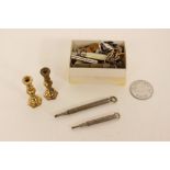 Two pairs of silver cufflinks, pen knives, mother of pearl cufflinks and gilt metal cufflinks,