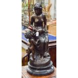 A 19th century bronze figure of a woman and child,