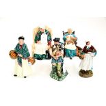 A collection of five Royal Doulton figures, including Country Lass HN 1991, Forty Winks HN 842483,