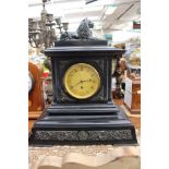 A Victorian slate mantle clock, by Barrand and Lunds, London,